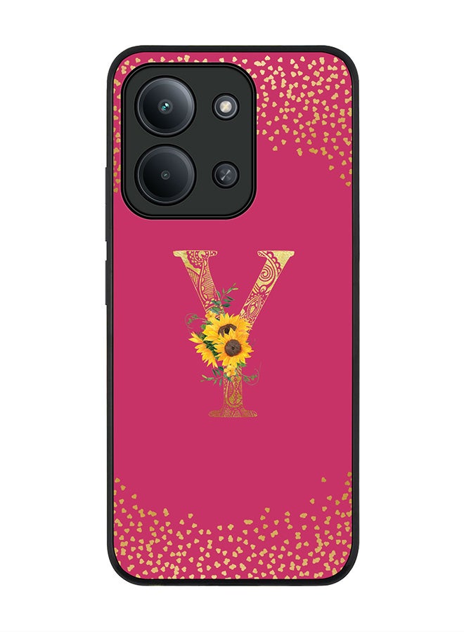 For Xiaomi Poco C85 4G Case,Slim fit Camera Protection, Shockproof Thin Phone cover  - Custom Floral Monogram - Y ( Deep Pink )